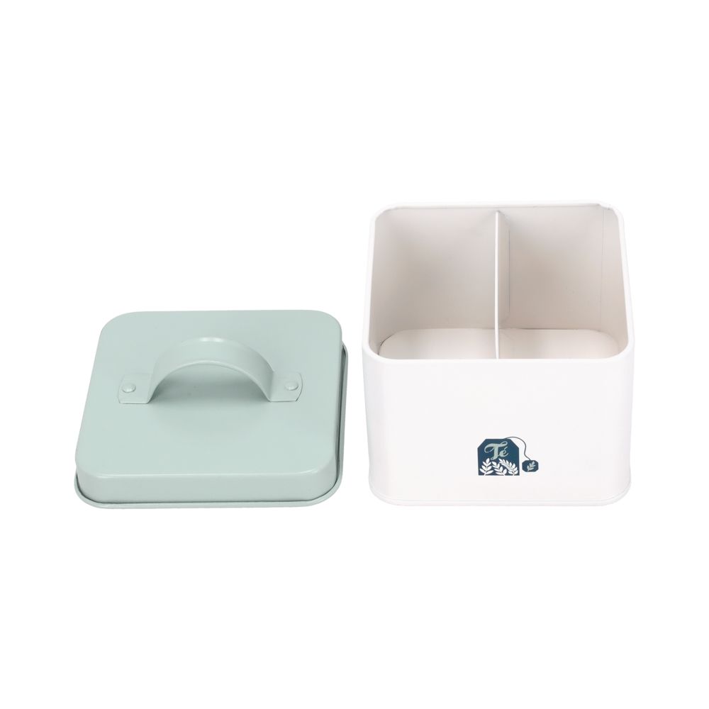 Caja de bolsas de té esmaltada 12x12x11.2 cm