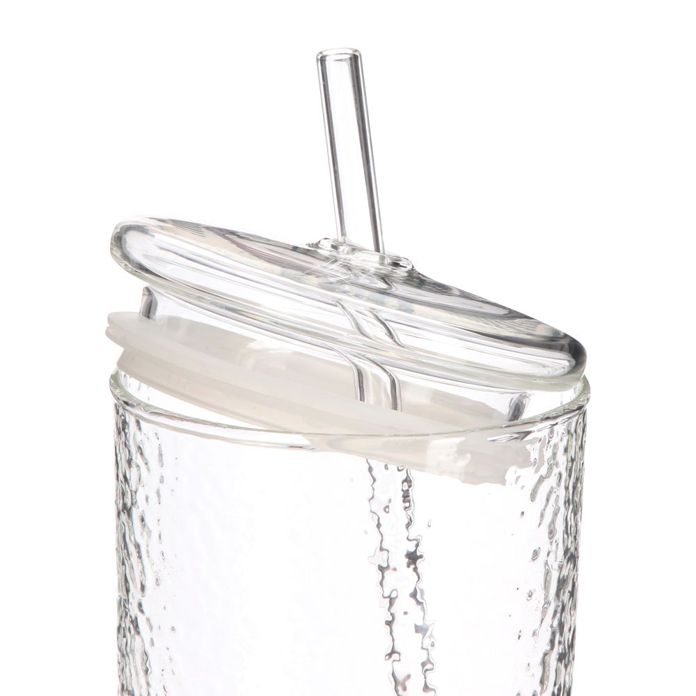 Vaso de vidrio con popote 600 ml