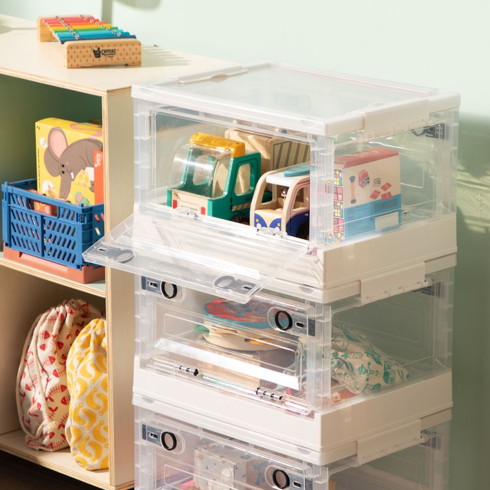 Caja de plástico plegable con tapa 27 L