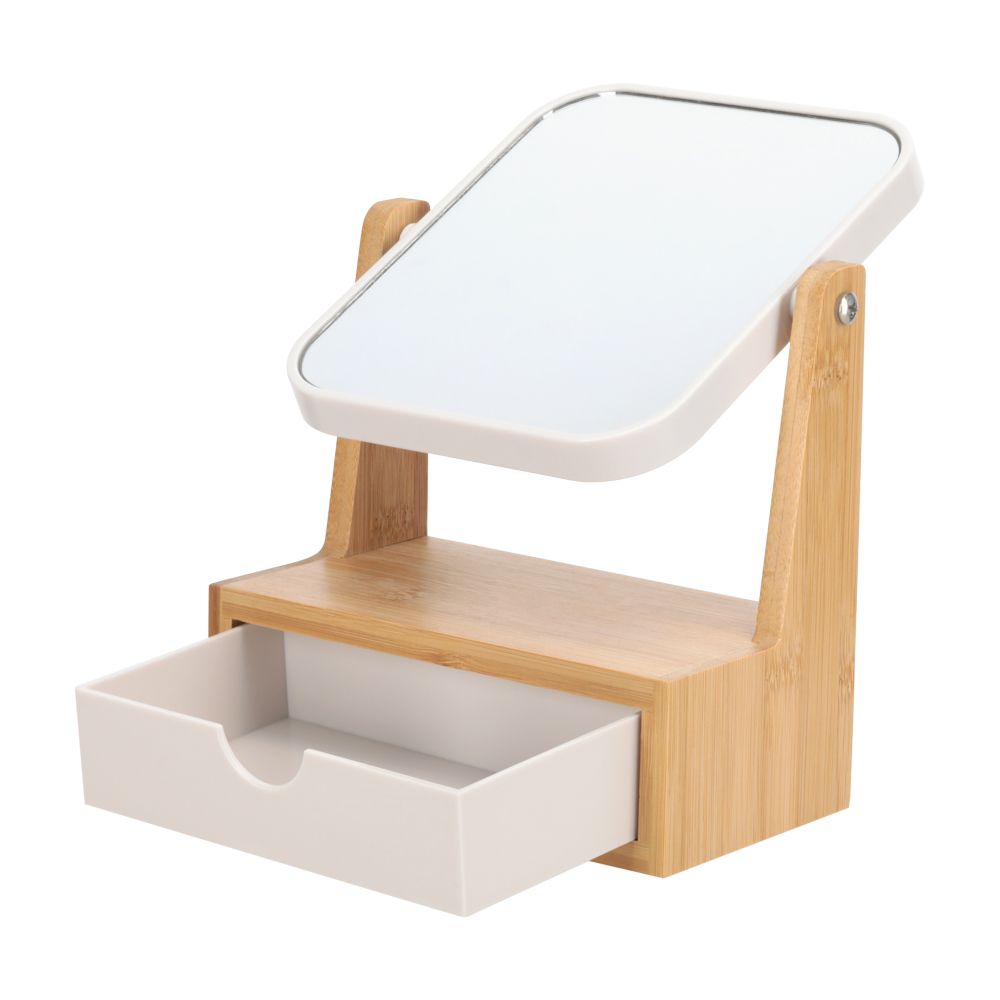 Espejo con cajonera de bambú