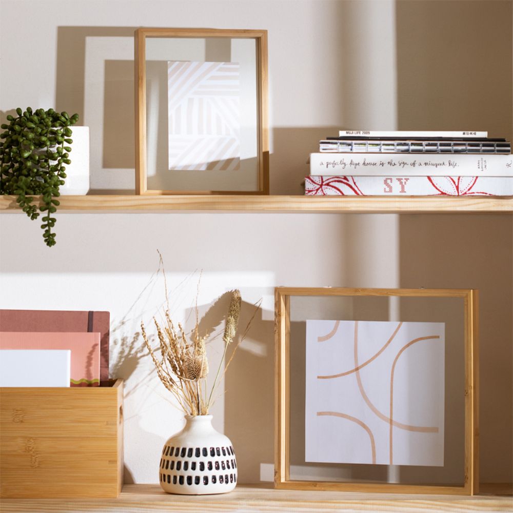 Portarretrato Bambú Doble Vidrio 18x4x23 cm