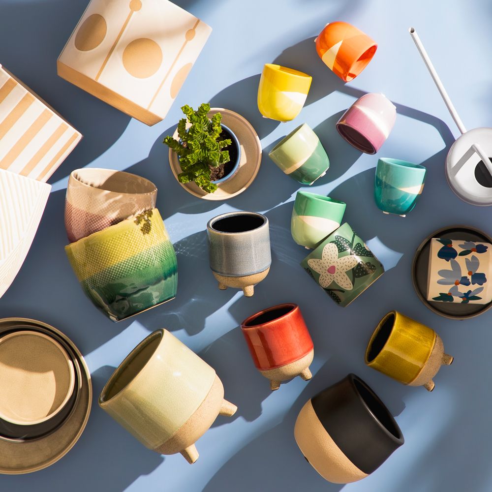 Maceta de cerámica bicolor 8.5x8.5 cm