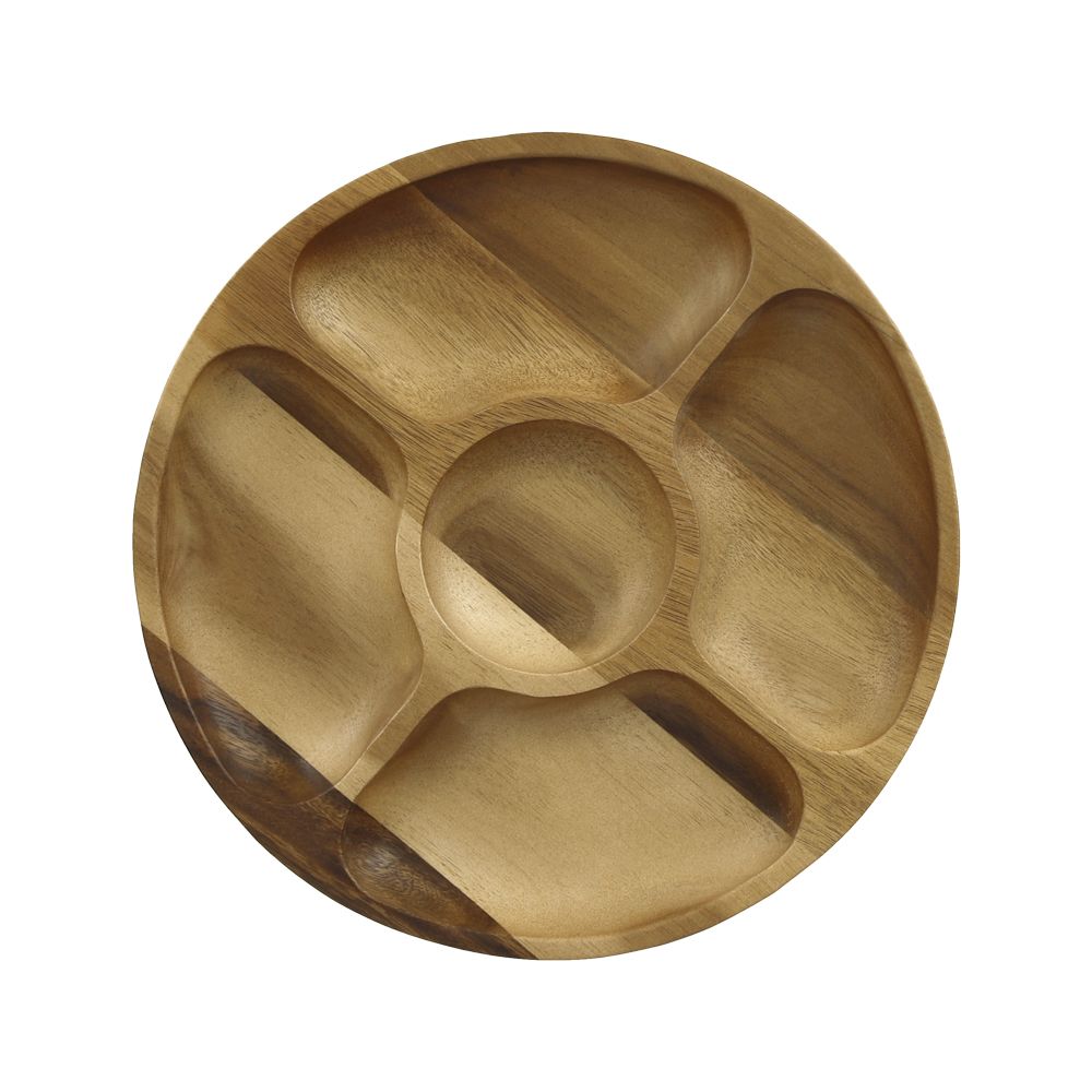 Plato Cocktail Madera de Acacia con Separaciones 28x4.5 cm