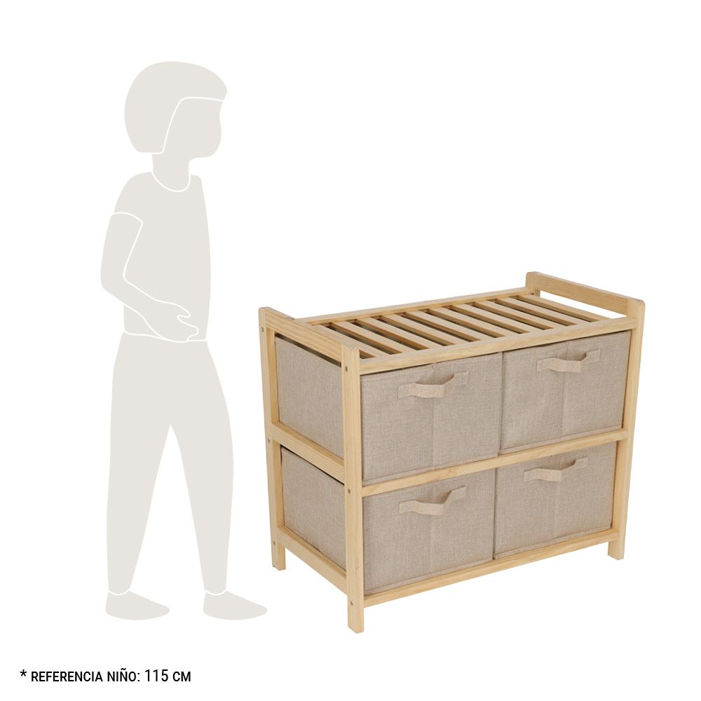 Mueble cajonera textil 2 niveles 67x57.5x37 cm