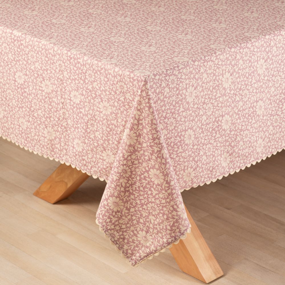 Mantel de algodón con diseño y bordes 150x150 cm