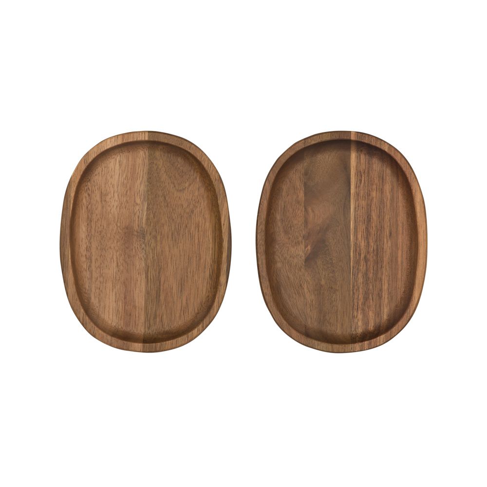 Set de 2 Platos ovalados de madera Acacia