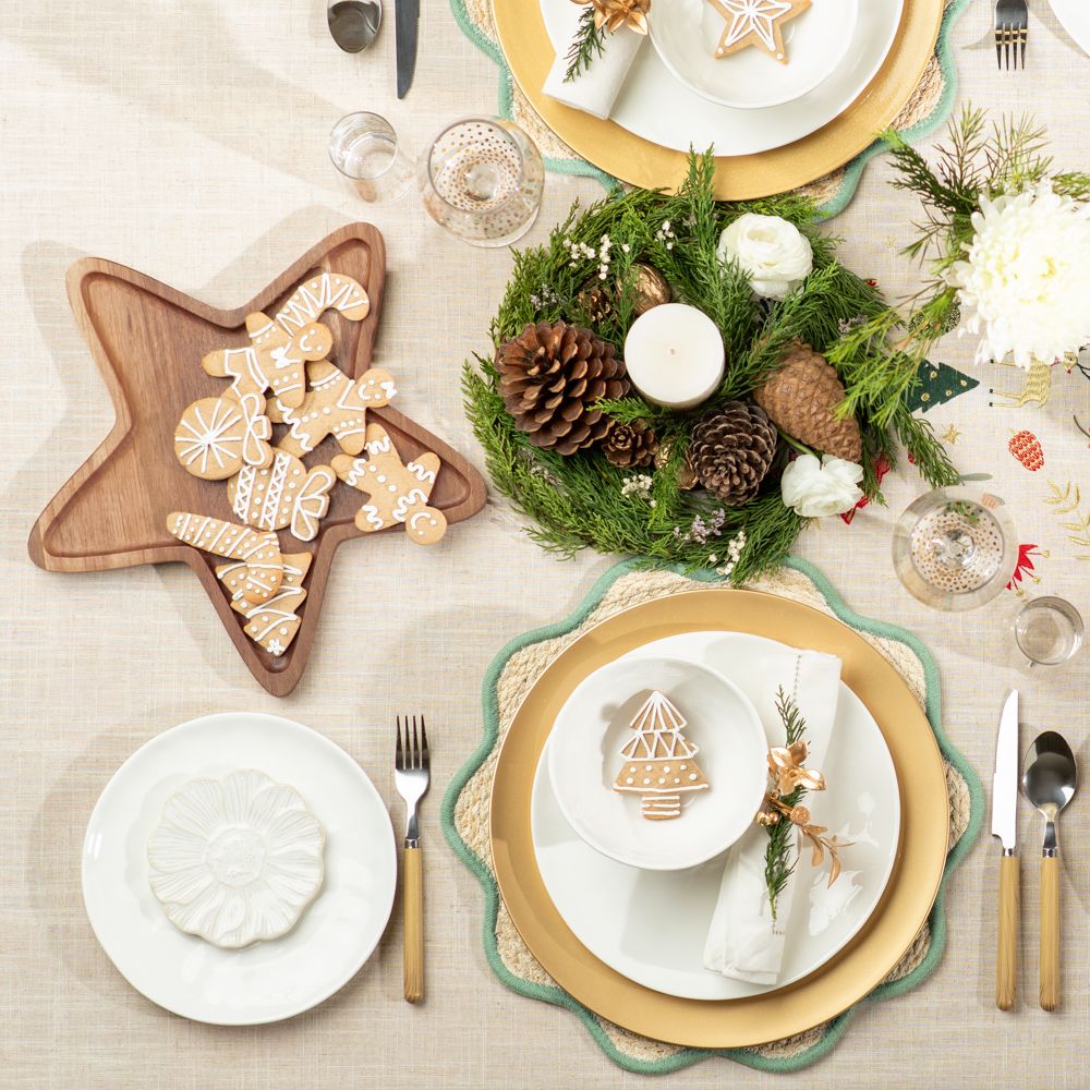 Plato de madera de acacia con forma de estrella
