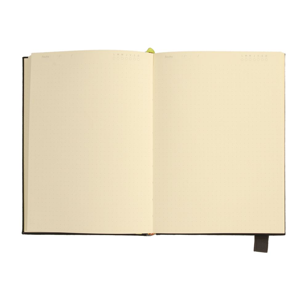 Libreta de tela con elástico 176 hojas puntos 15x21 cm