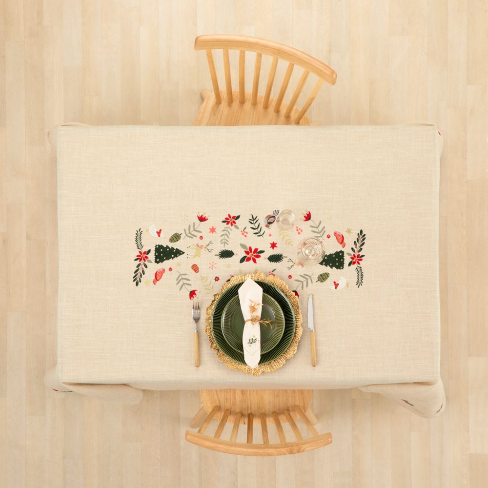 Mantel de poliéster-lino altezzo navidad 150x210 cm