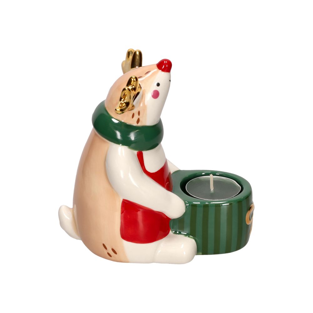 Portavela tealight de cerámica personaje navideño