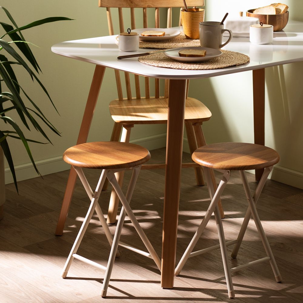 Banco de metal y mdf plegable 45x30 cm