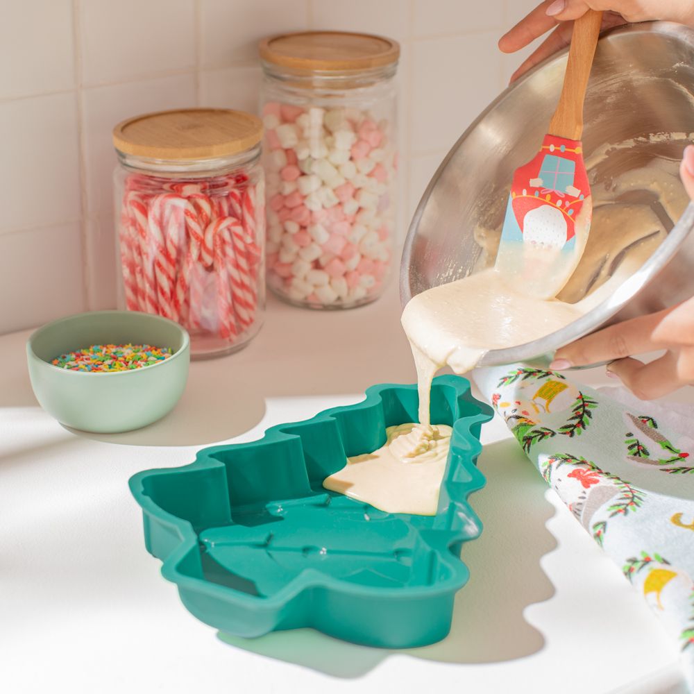 Set de espatula y brocha con diseño navideño