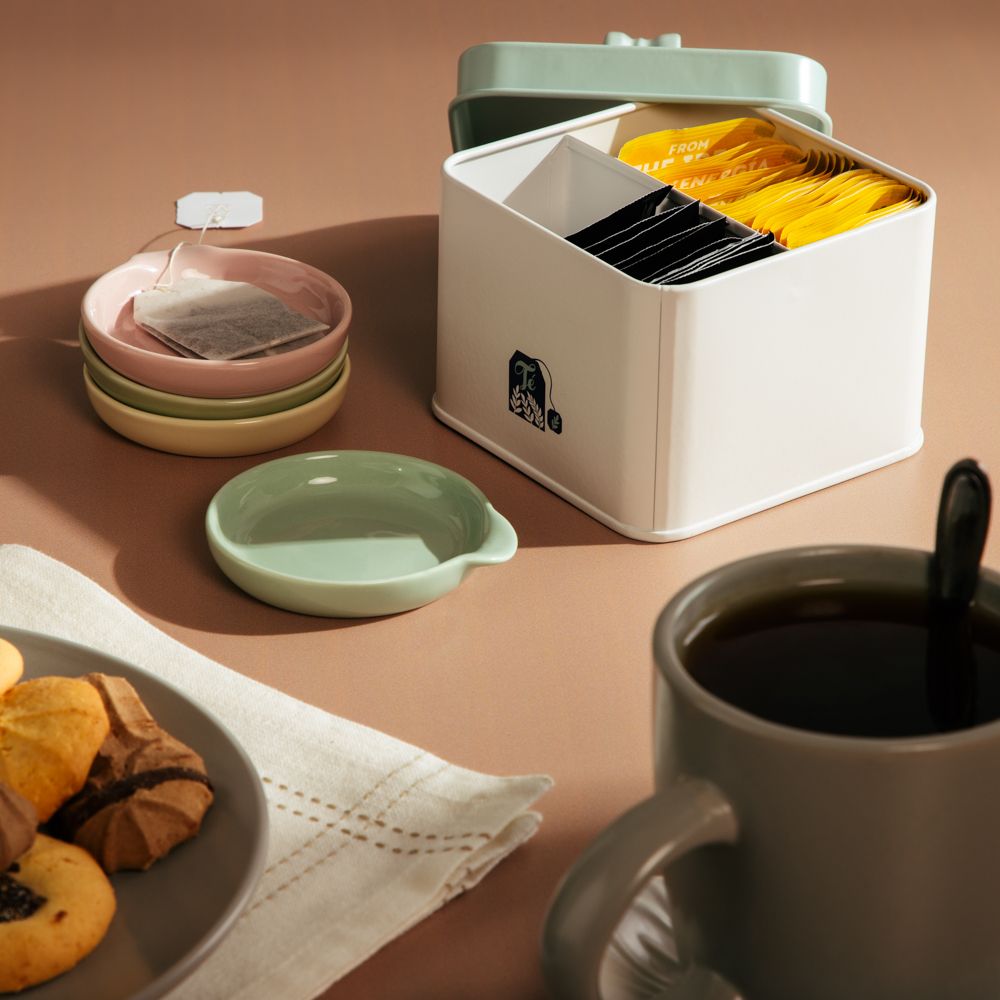 Caja de bolsas de té esmaltada 12x12x11.2 cm