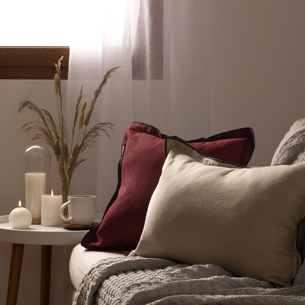 Funda de cojín de ramio y algodón 40x60 cm