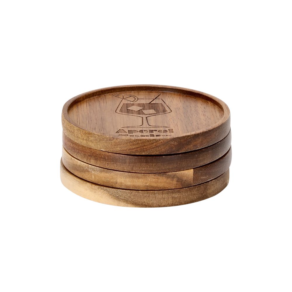 Set 4 posavasos de madera Acacia