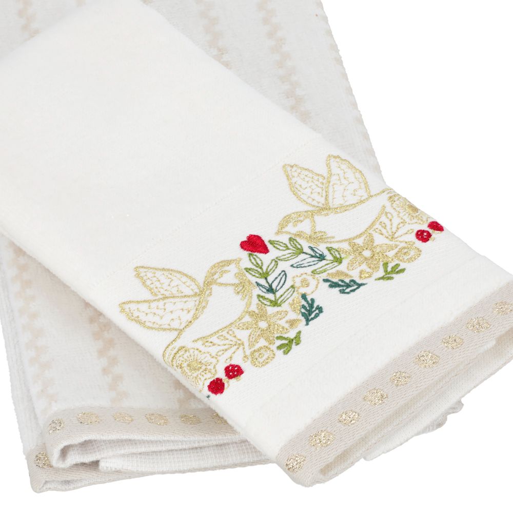 Set de 2 toallas de algodón bordado navidad