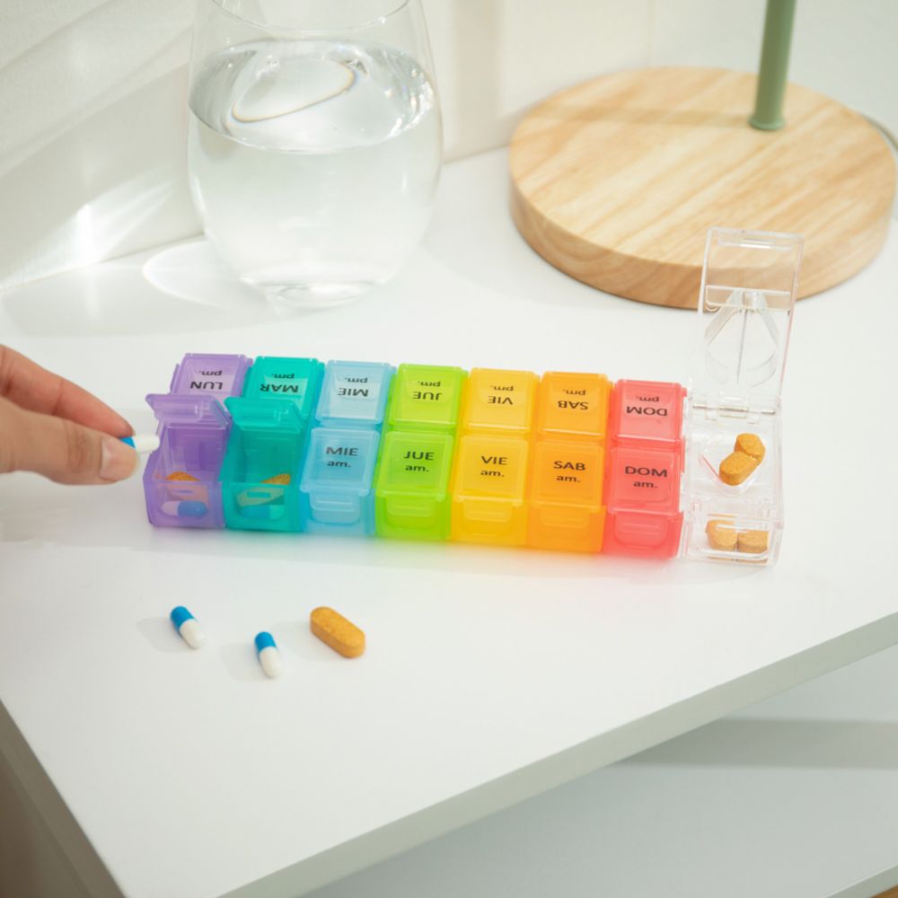 Caja Pastillero Semanal con Partidor 20x7.2x2.5 cm