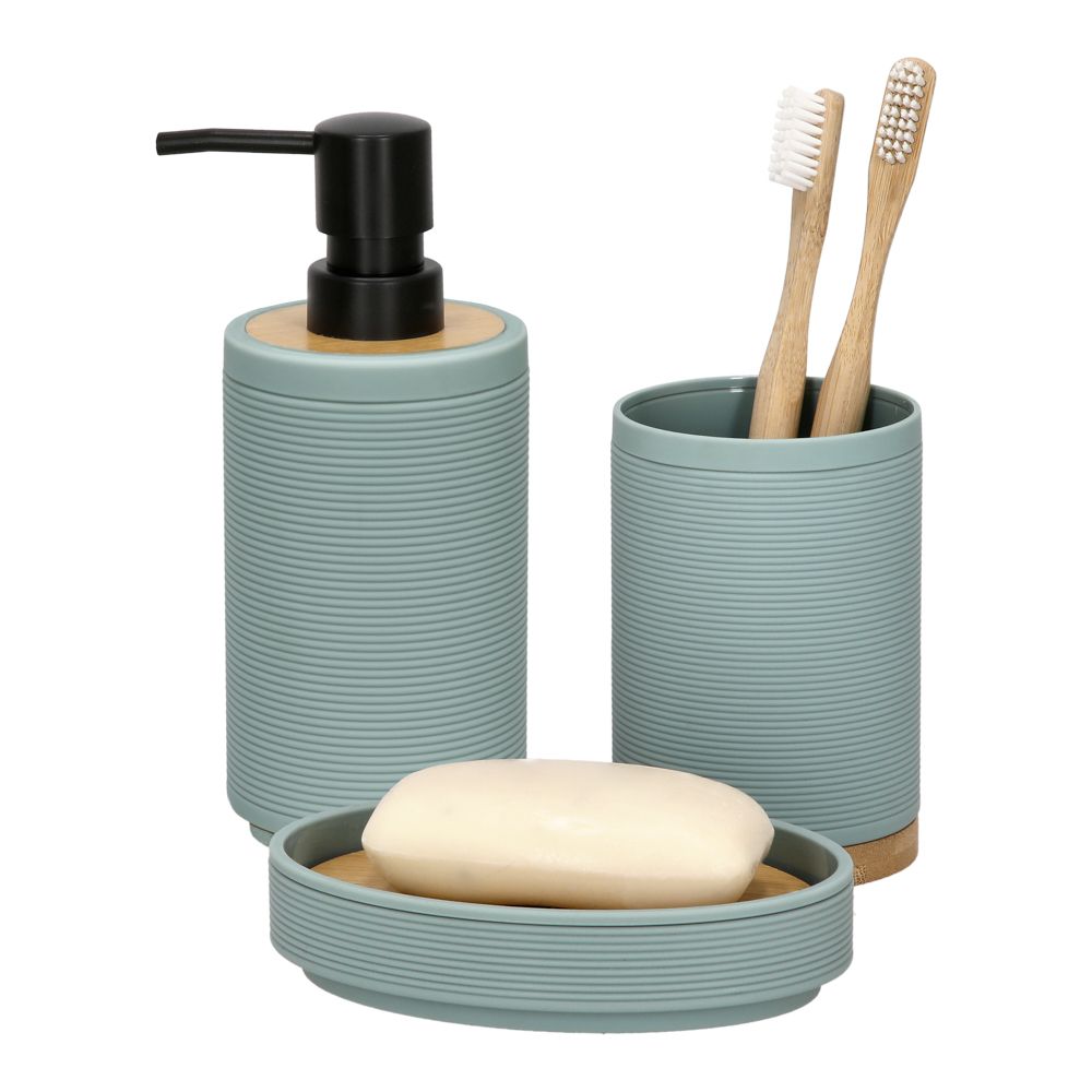 Vaso de plástico y bambú para el baño