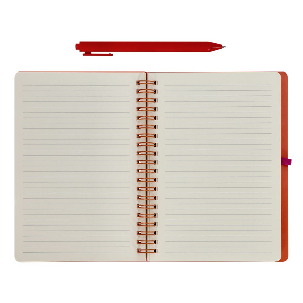 Libreta con bolígrafo 100 hojas con líneas 13x18 cm