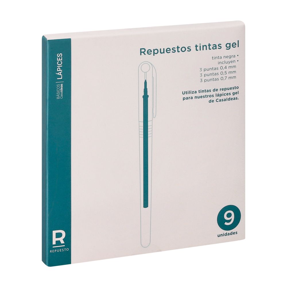 Set de 9 repuestos de tinta gel negro