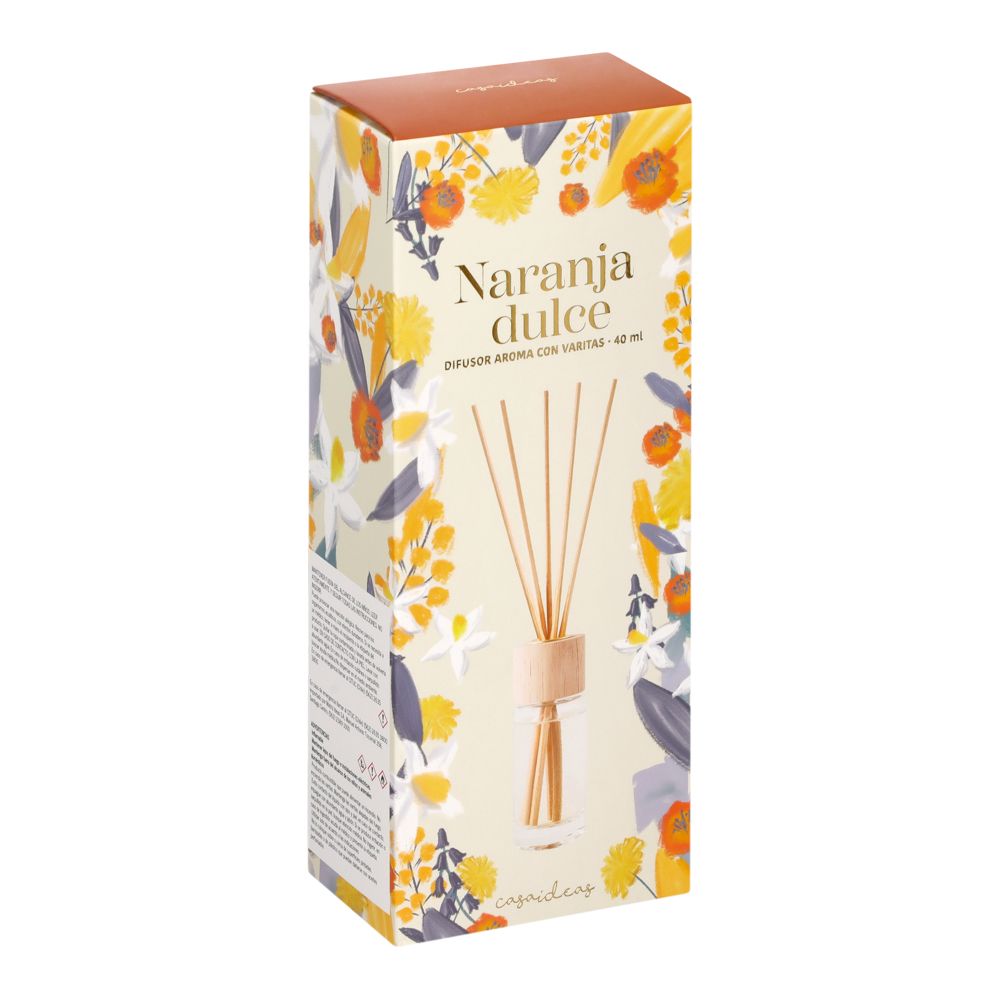 Difusor Aroma Flores y Varitas aroma naranja dulce 40 ml