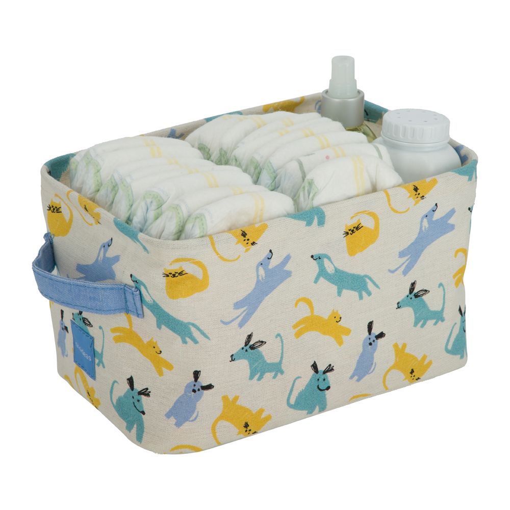 Organizador de algodón Blanco con Diseño de Animales 16x24x14 cm