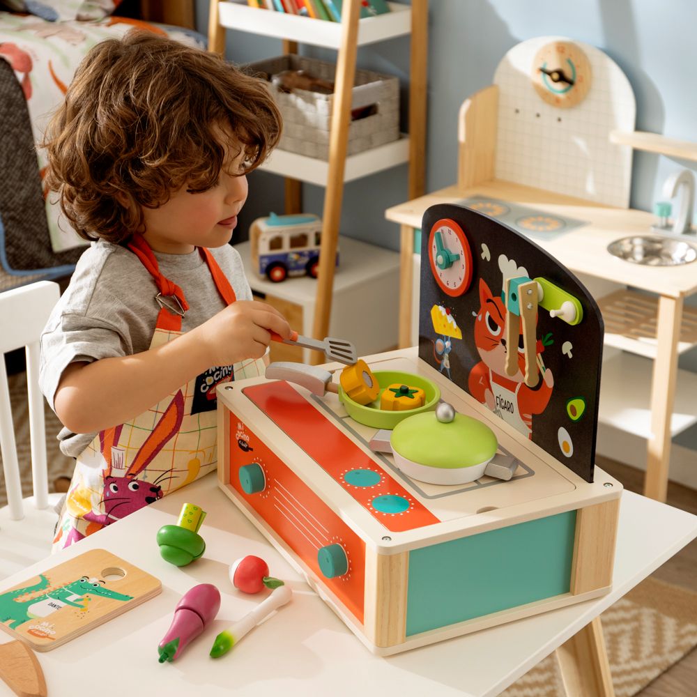 Juguete cocina y parrilla de madera
