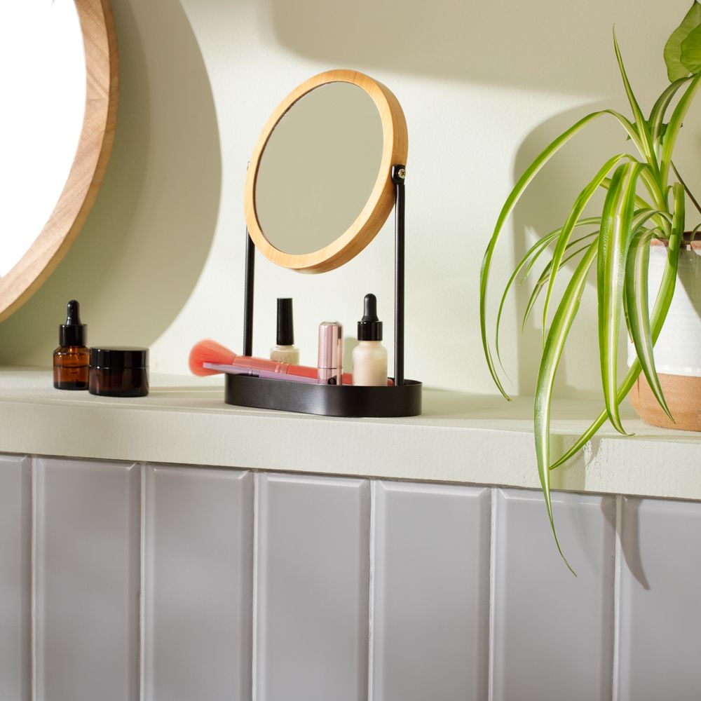 Espejo de pedestal con bandeja 19x10x20 cm