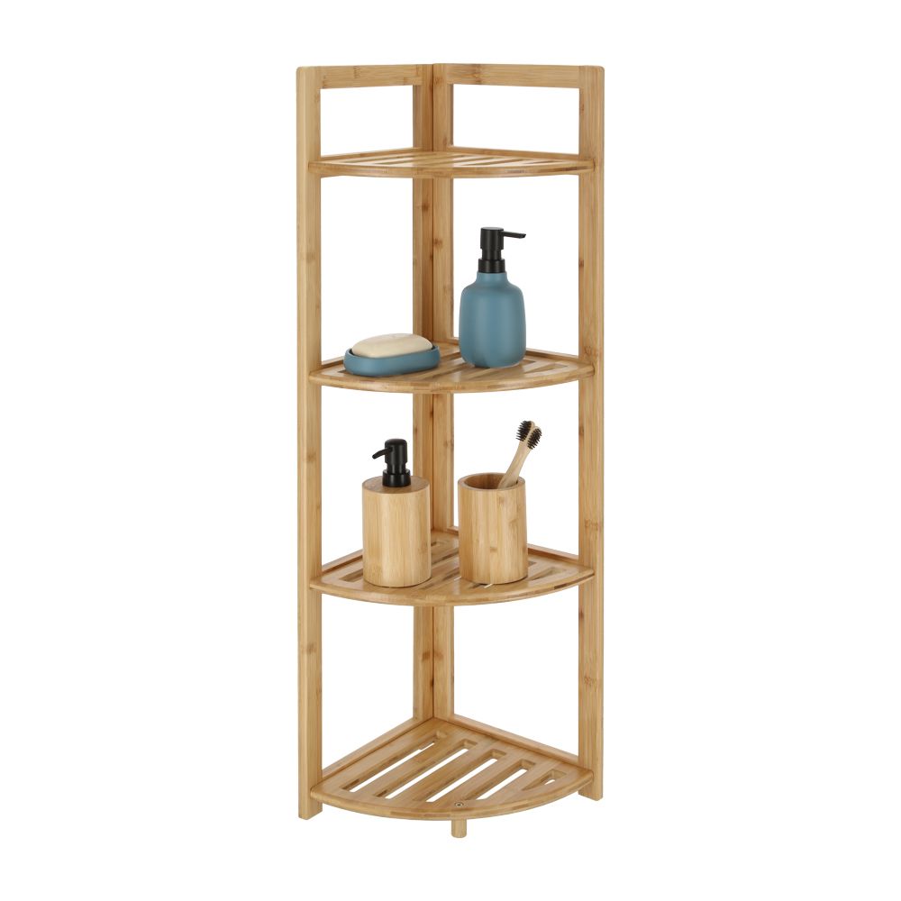 Estante Bambú Repisa Esquina 4 Niveles 26x26x90 cm