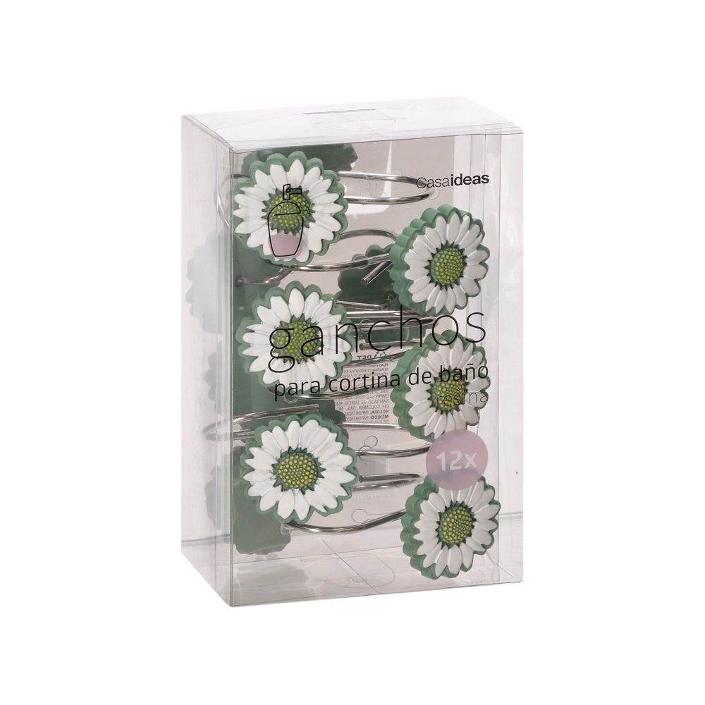 Set 12 ganchos de cortina baño con diseño
