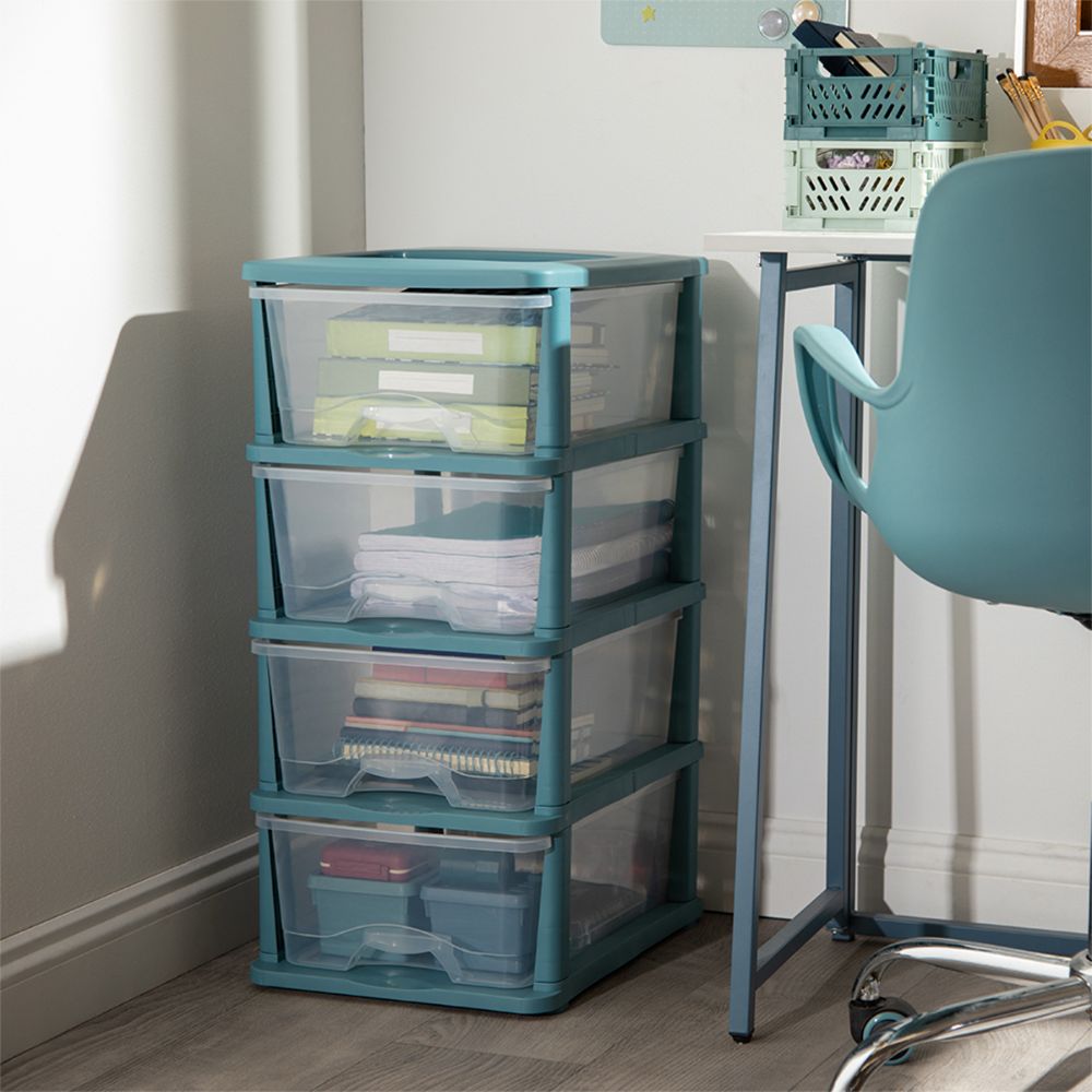 Cajonera plástico 4 cajones 44x33.5x73 cm