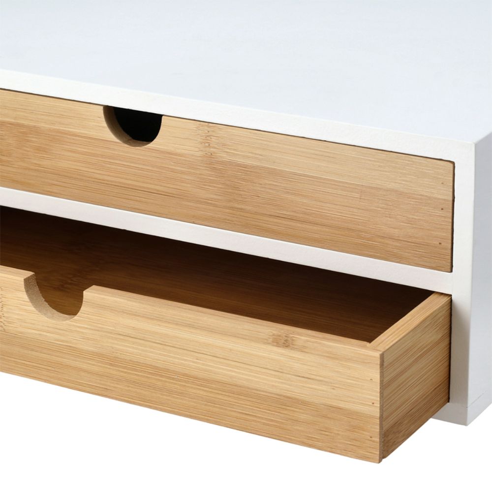 Cajonera MDF - Bambú 2 Cajones 33x21.2x13.8 cm