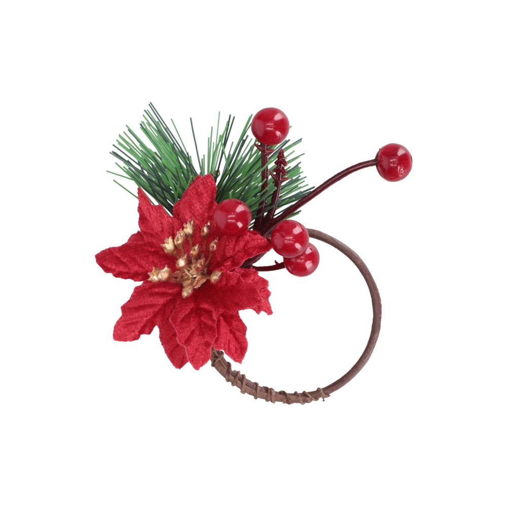 Set 6 Anillos para servilletas con flores navidad