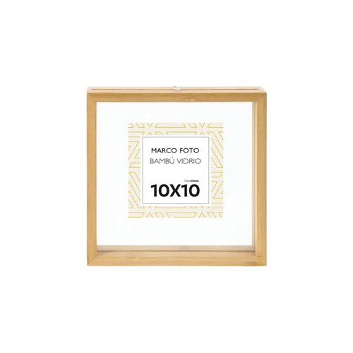 Portarretrato Bambú Doble Vidrio 18x4x18 cm