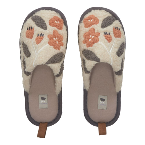 Pantufla bordada peluda talla 26-27 cm