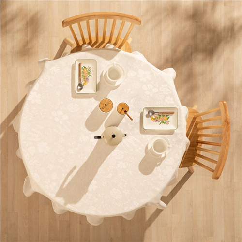 Mantel de jacquard de lino diámetro 150 cm