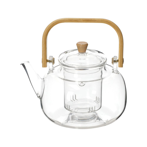Tetera de vidrio con asa de madera 1000 ml