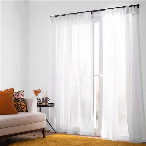 Set 2 Cortinas Visillo Velo Estampado Trama con Presillas Ocultas 140x240 cm