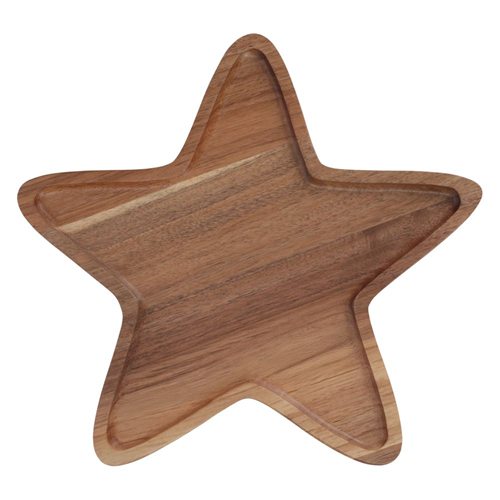 Plato de madera de acacia con forma de estrella
