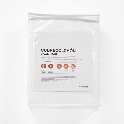 Cubrecolchón Jacquard acolchado repelente al agua Individual