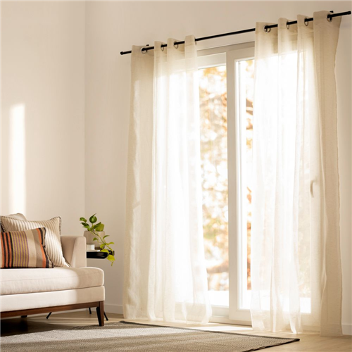 Set de 2 Cortinas velo linoso con ojillos 140x240 cm c/u