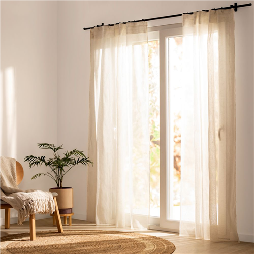 Set de 2 Cortinas velo linoso con presillas ocultas 140x240 cm c/u