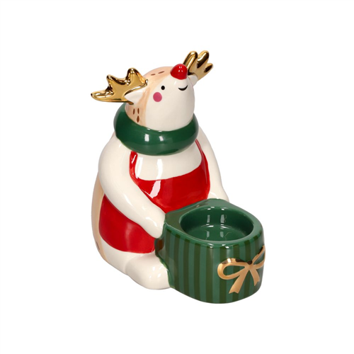 Portavela tealight de cerámica personaje navideño