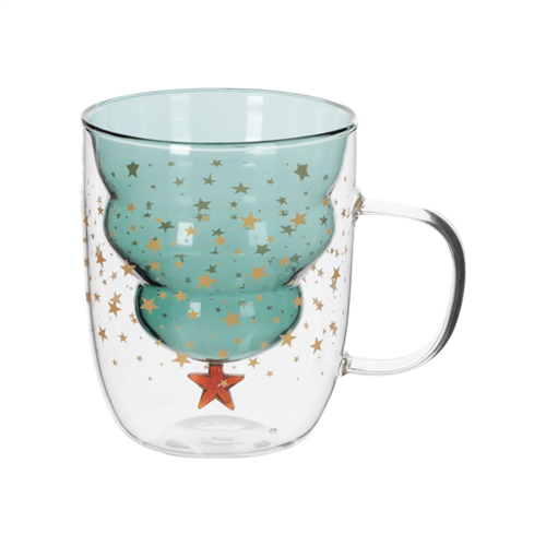 Taza de vidrio con forma de arbolito 300 ml