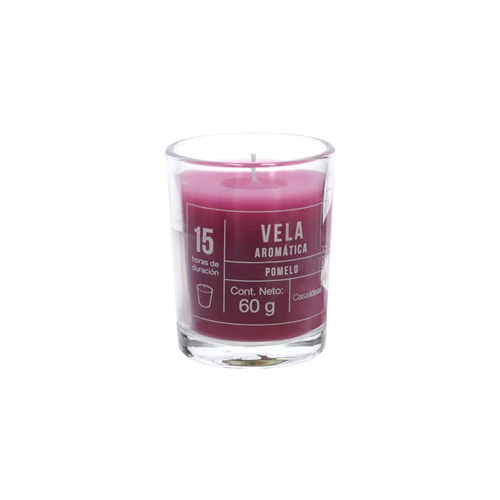 Vela con contenedor de vidrio aroma Toronja 6.5 x5.6 cm
