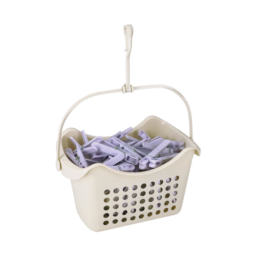 Canasto contenedor con 36 pinzas 23.5x12.5x17 cm