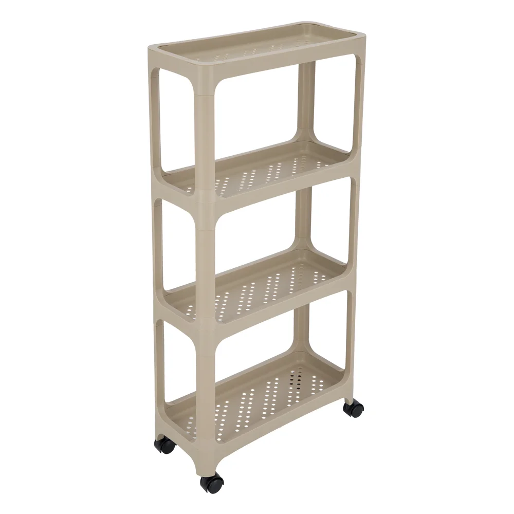 Carro Angosto de Plastico Coral con 4 Niveles 40x18x86.5 cm