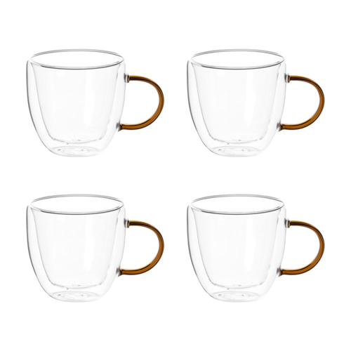 Set 4 Tazas de vidrio doble muro espresso 90 ml