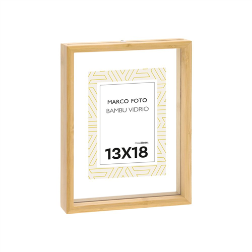 Portarretrato Bambú Doble Vidrio 21x4x26 cm