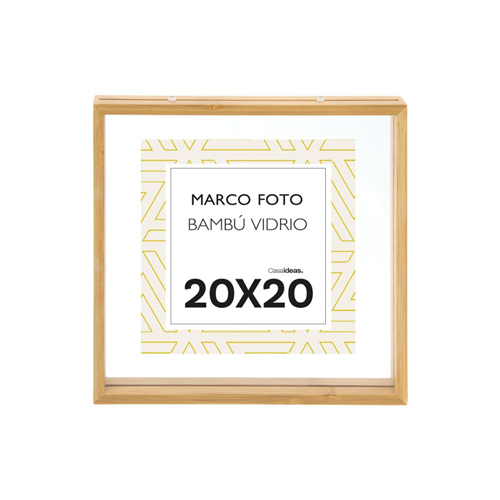 Portarretrato Bambú Doble Vidrio 28x4x28 cm